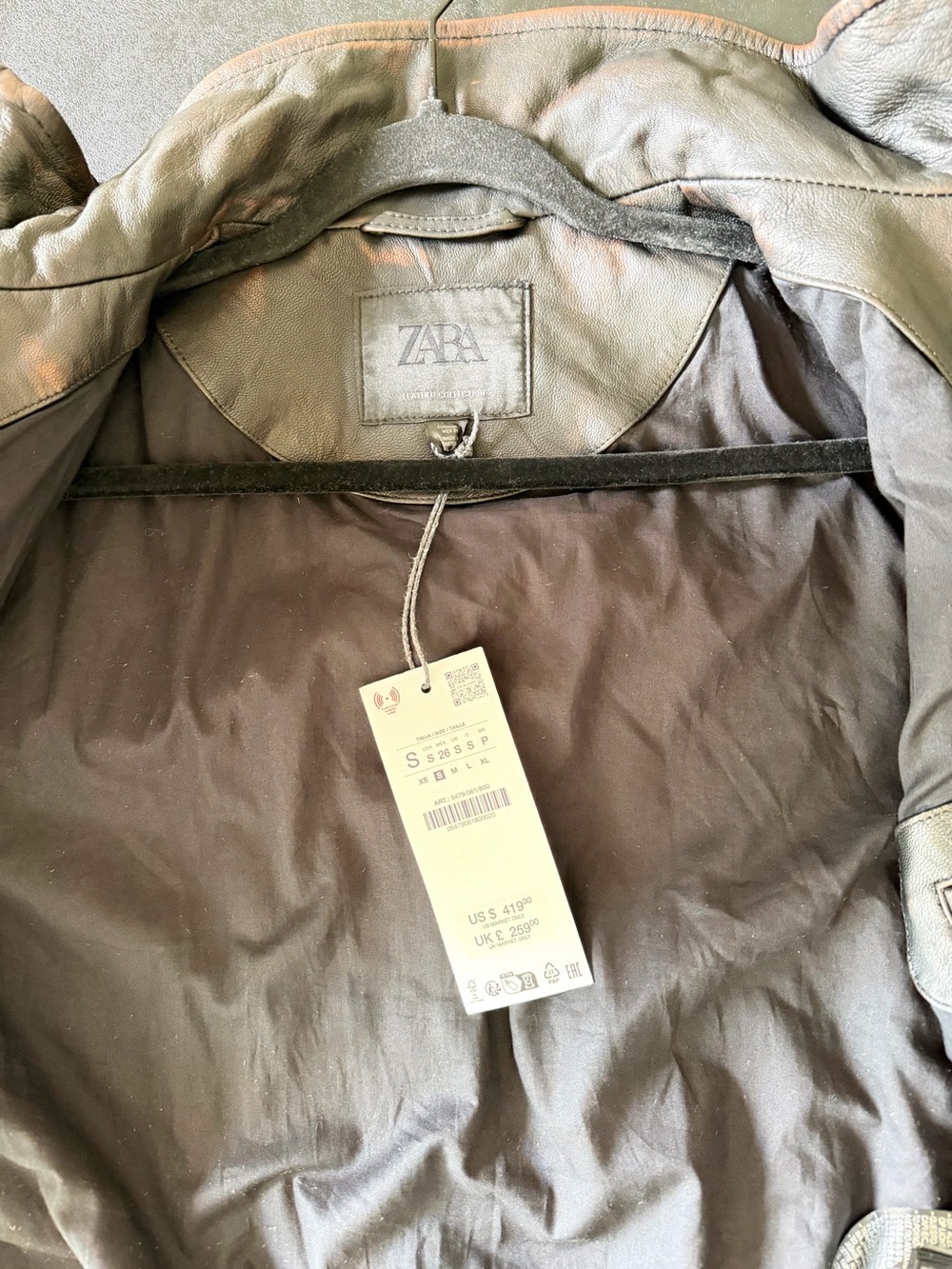 Zara 100% Goat Leather Bomber Jacket Limited Edition Black Size S 5479/061/800 - Picture 8 of 11